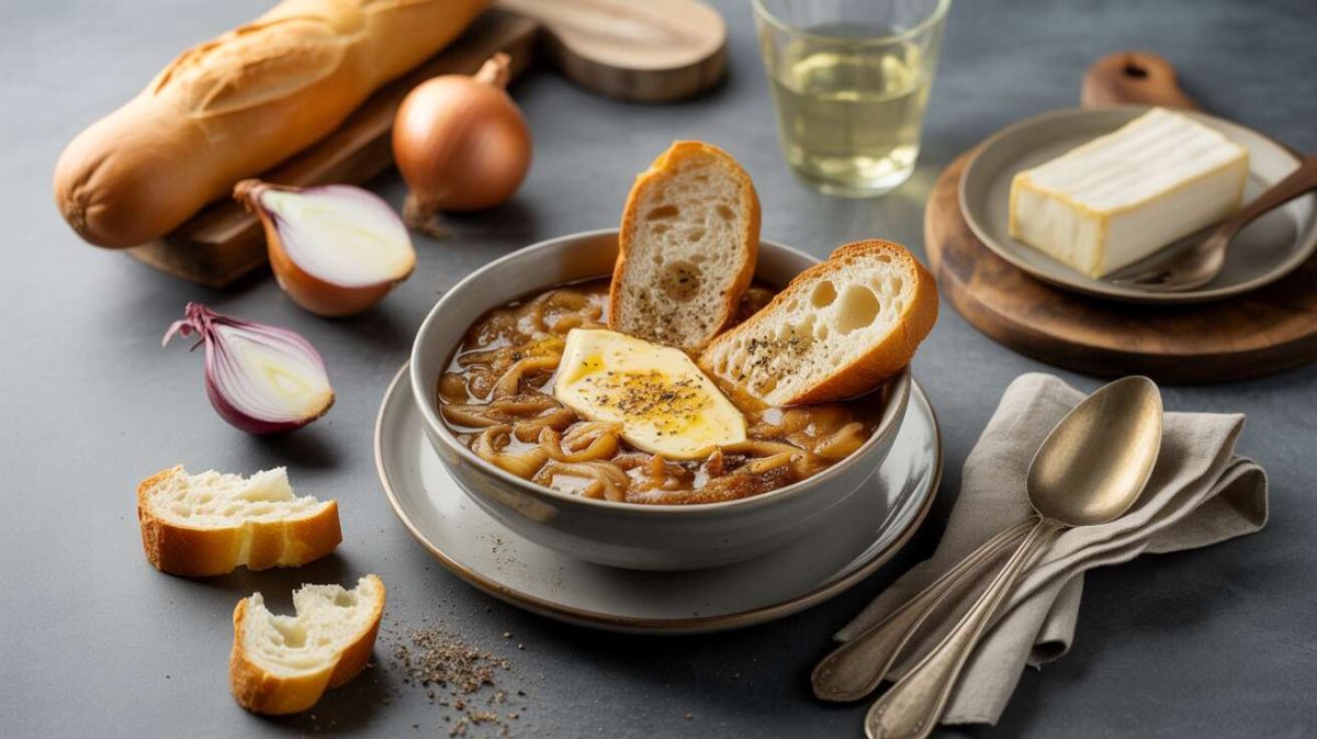 Recette de la soupe à l’oignon et croûtons gratinés au camembert
