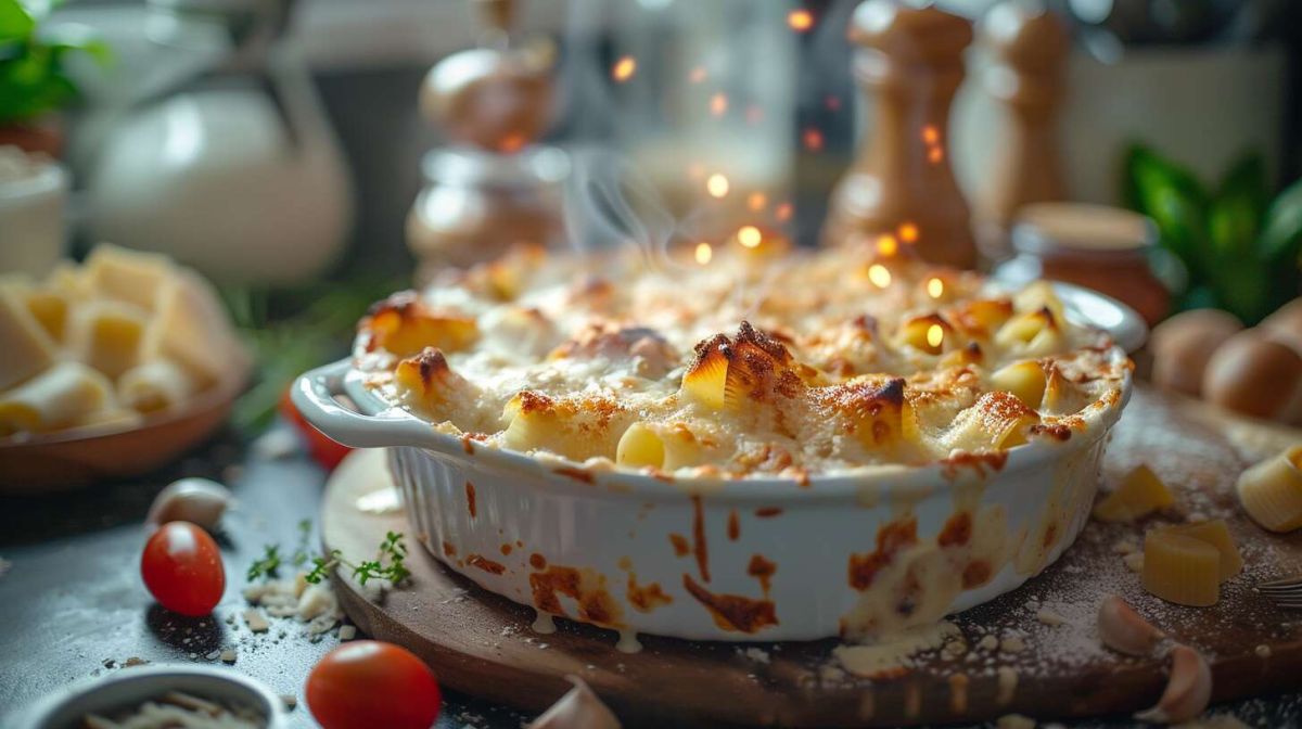 Un gratin de pâtes au poulet savoureux pour les gourmands