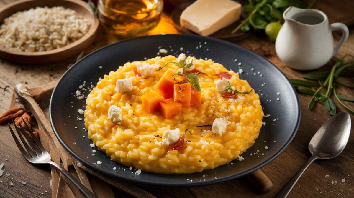 Une recette de risotto au potimarron et chèvre frais qui réchauffe le cœur