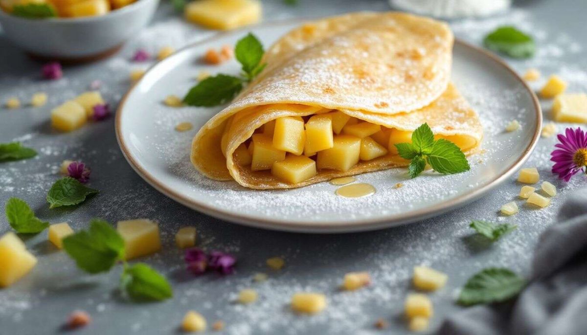 Bûche légère de crêpes à l’ananas : un dessert exotique et minceur