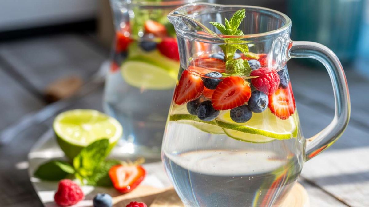 Eau infusée parfaite aux fruits rouges et citron vert pour l’hydratation