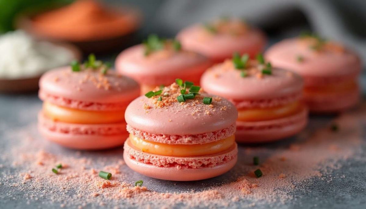 Une touche gourmande avec des macarons au saumon fumé et fromage frais