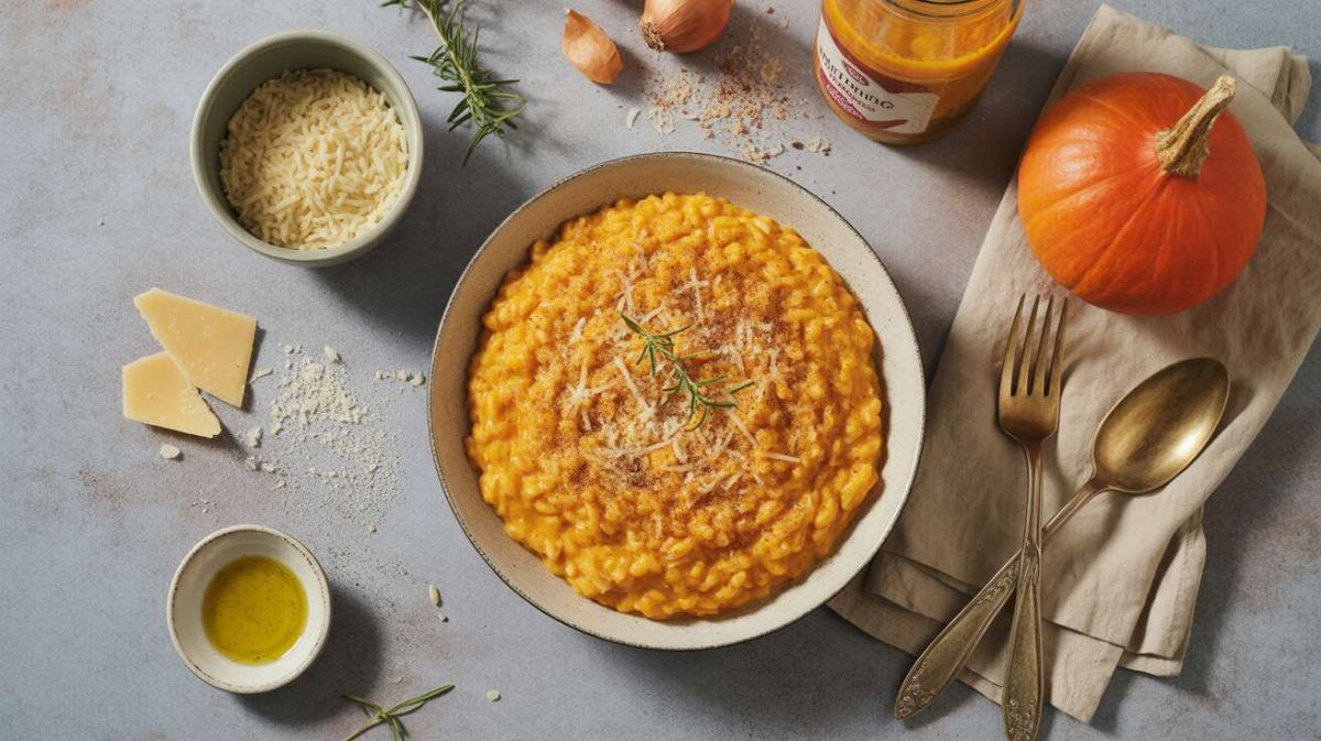 Une chaleur automnale : risotto au potiron et fromage frais
