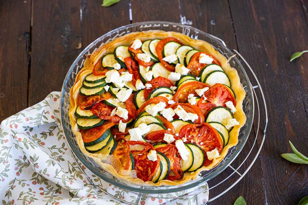 Tarte aux courgettes, tomates et feta