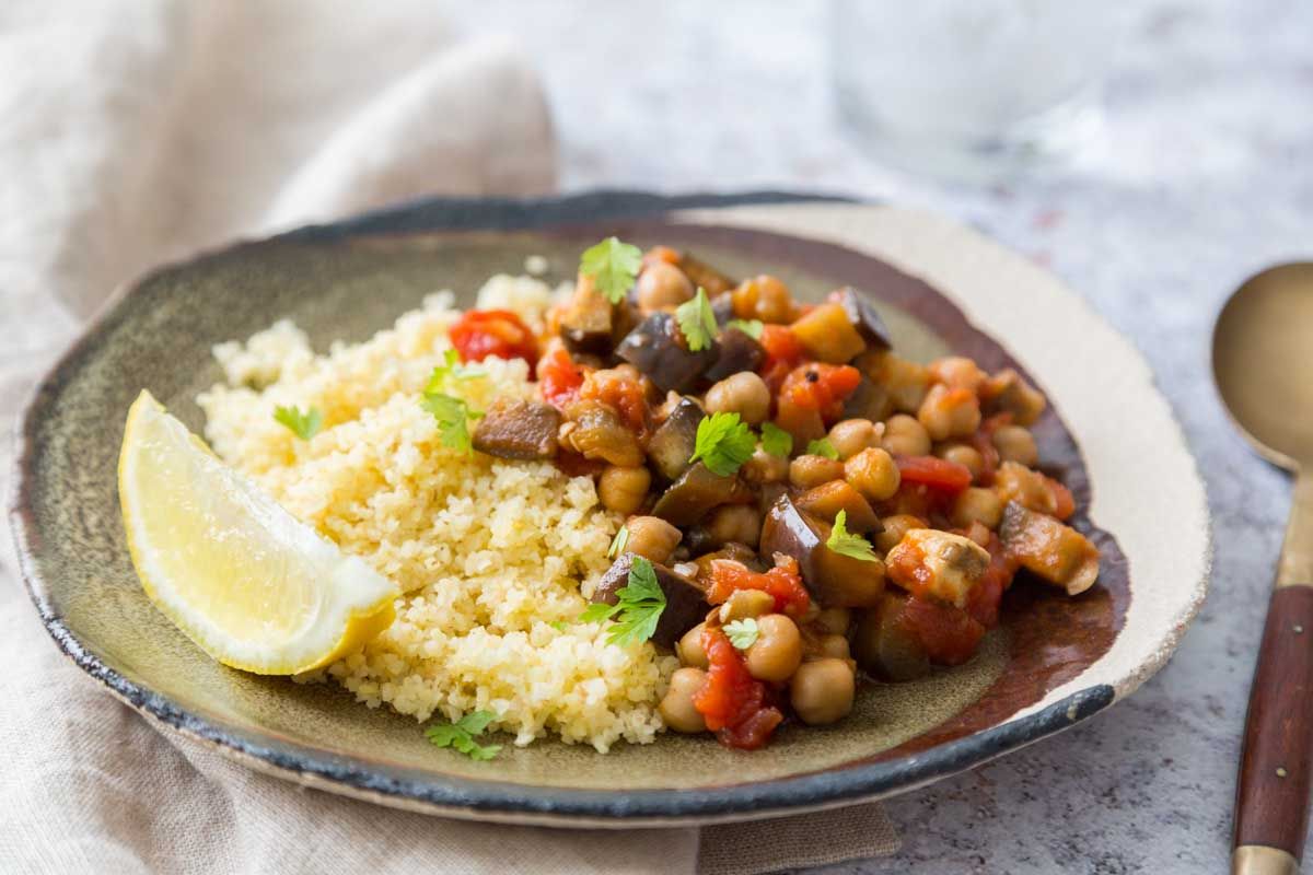 Curry d’aubergines et pois chiches