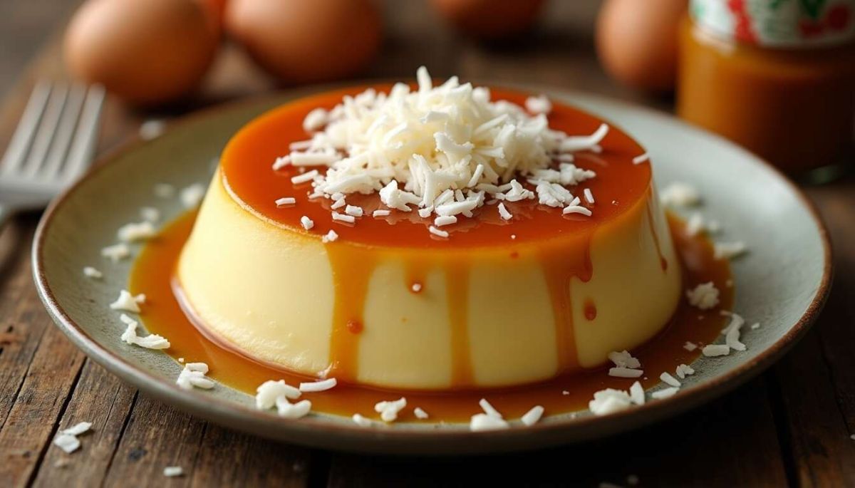 Un flan à la noix de coco qui invite à l'évasion