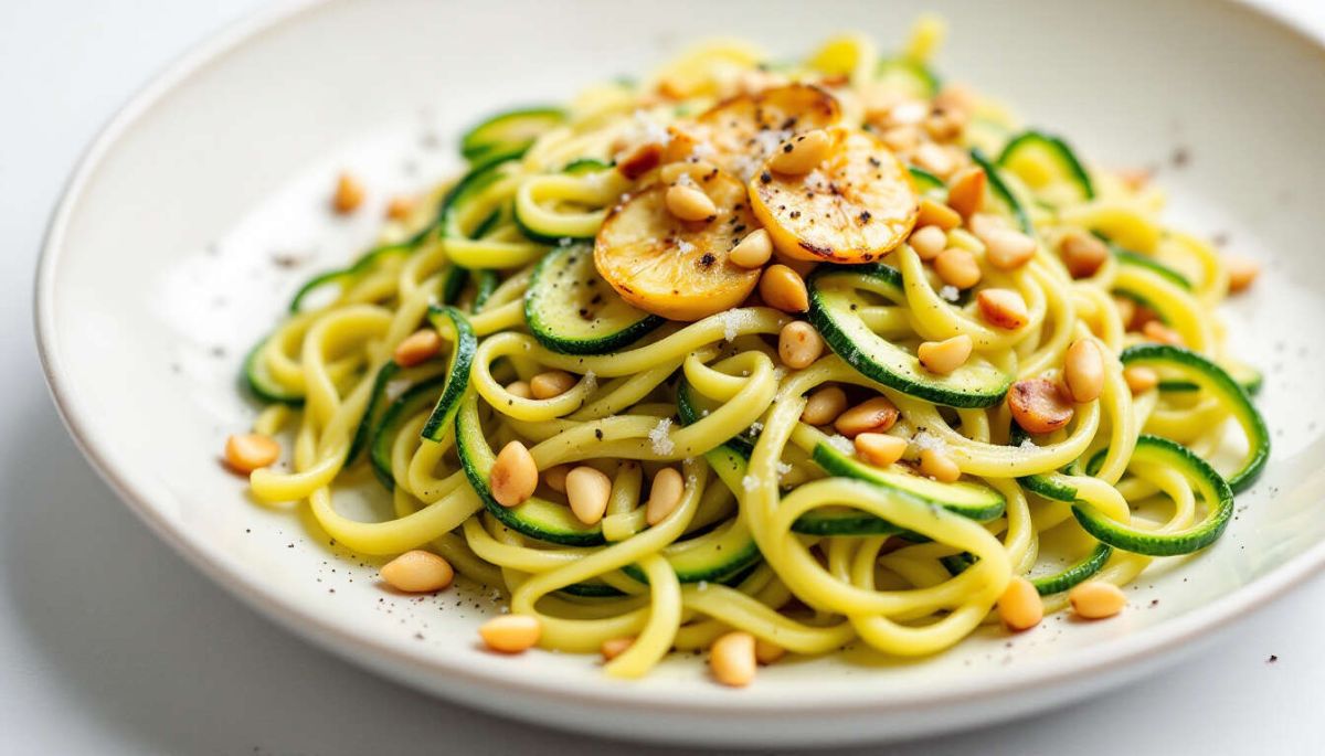 Un délice léger : tagliatelles de courgettes aux pignons de pin