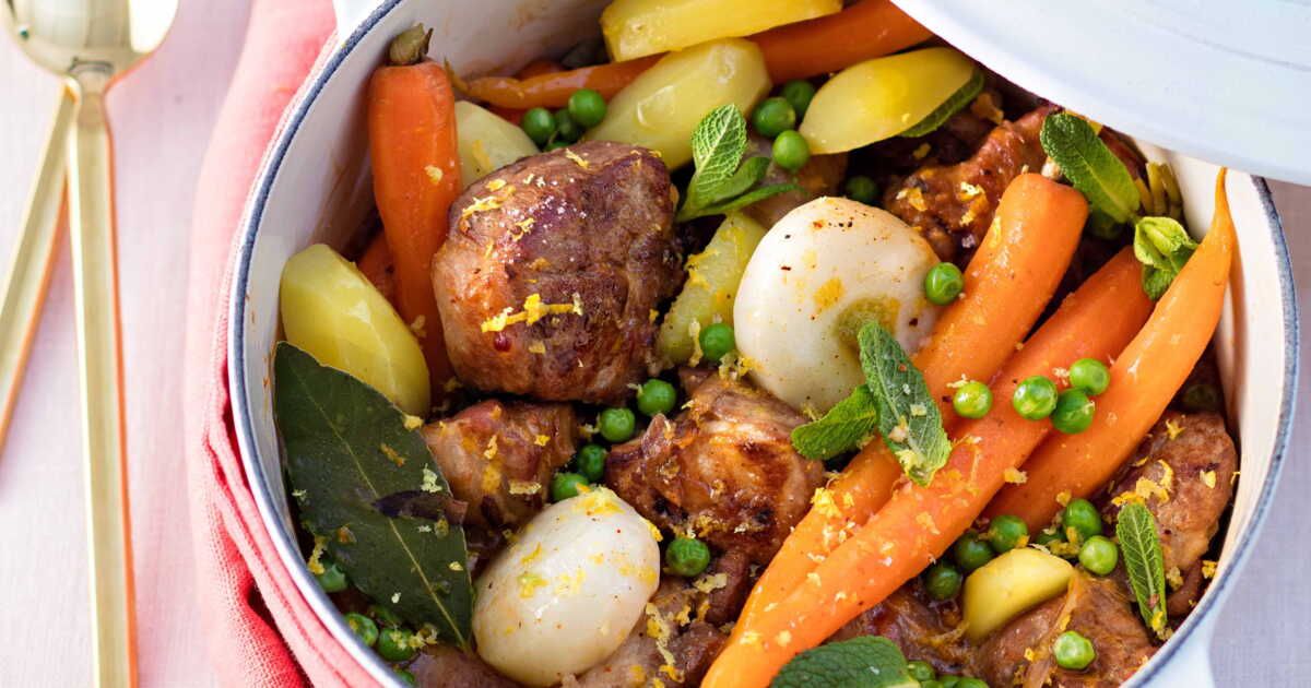 Un navarin d'agneau aux saveurs de menthe et citron