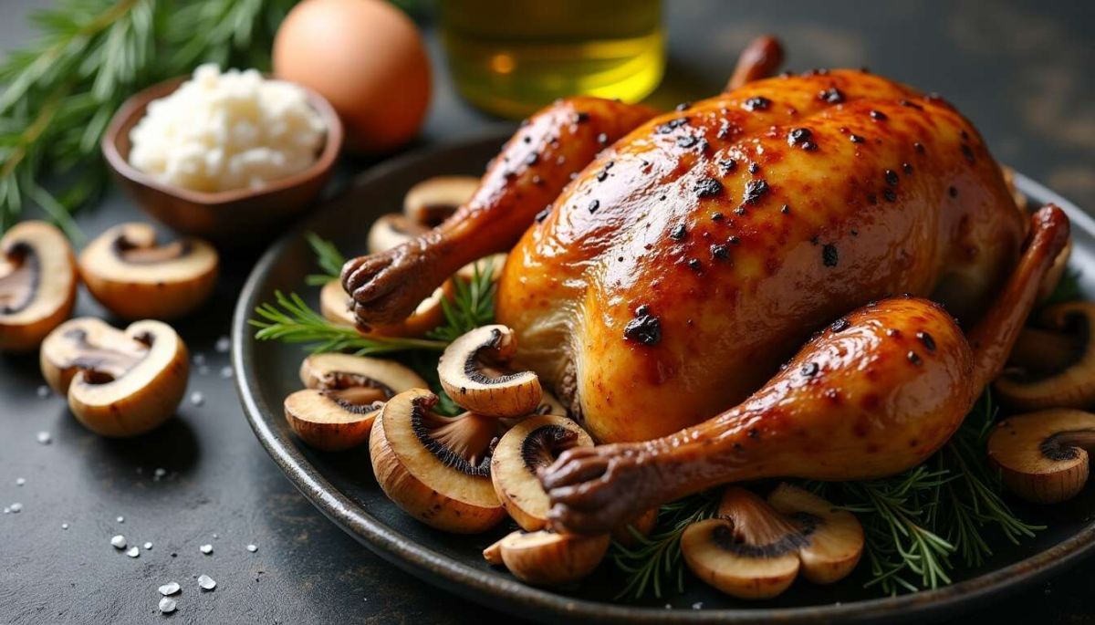 Un faisan rôti aux champignons irrésistible pour vos dîners festifs